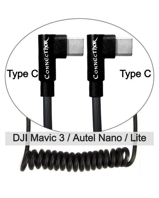 Cable ConnecThor Type-C (angled) - Type-C (angled) coiled by a spring, length 30-60 cm (EAN_7090045910351) from Thor’s Drone World